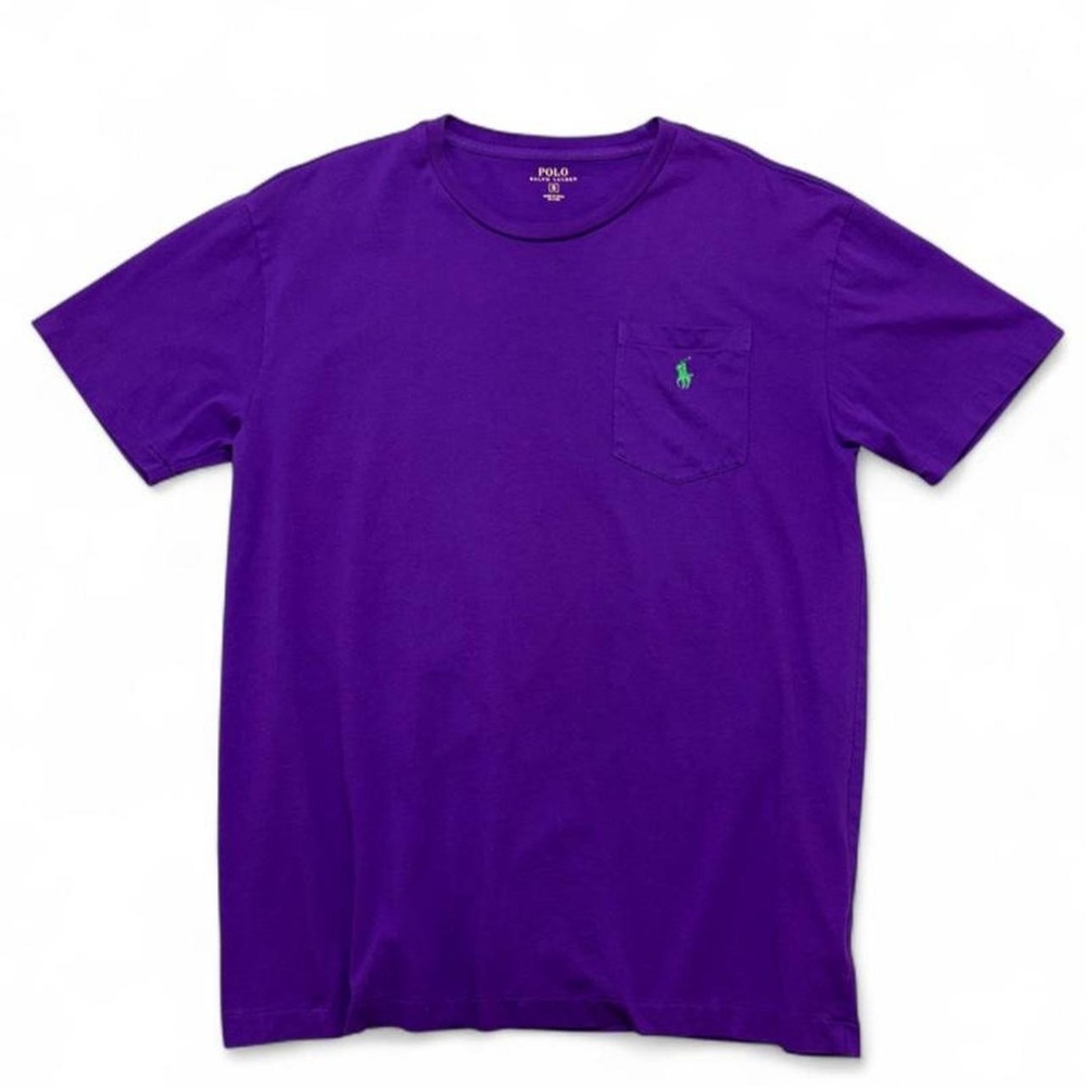 Polo Ralph Lauren Pocket Tee Classic Retro blockcore Purple Neon Green Pony S